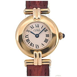 CARTIER Must Collize Vermeille 1902 SV925 (GP)/Leather Quartz Watch