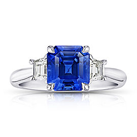 David Gross Emerald Blue Sapphire Diamond Ring