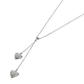 TIFFANY & Co 925 Silver double drop heart Necklace QJLXG-2424
