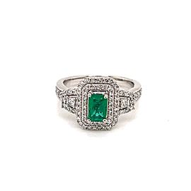 Emerald-Cut Emerald and Diamonds Ring in 14K Gold