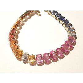 Multi-Colored Sapphire and Diamond Gold Bracelet