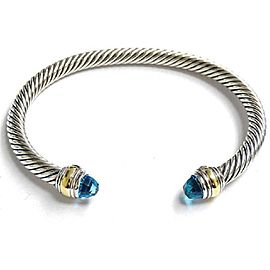 David Yurman Cable Classic Sterling Silver & 14K Yellow Gold With Blue Topaz Bracelet