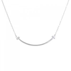 TIFFANY & Co 18K white Gold T Smile Small Necklace E0115