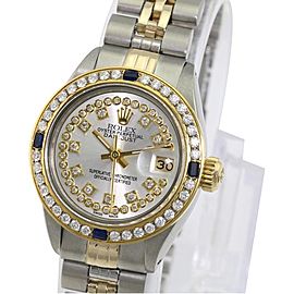 Silver Lady Datejust Diamond Dial Diamond Sapphire Bezel 26mm Watch