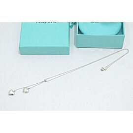 TIFFANY & Co Sterling Silver Double Puffed Heart Dangle Charm Necklace Lxmda-238