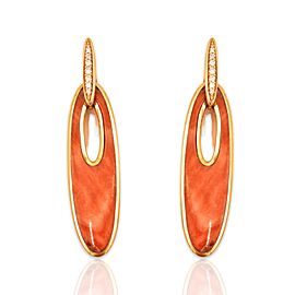 Kabana 14K Yellow Gold Diamond Orange Stone Earrings