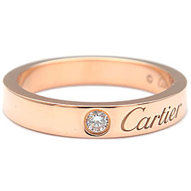 Cartier Engraved 1P Diamond Ring 18K Rose Gold #48 US4.5 EU48