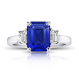 David Gross Emerald Blue Sapphire and Diamond Ring