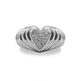 .925 Sterling Silver 1/6 Cttw Round Diamond "Heartbeat" Heart Band Ring (I-J Color, I3 Clarity) - Size 7