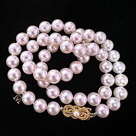 Mikimoto Estate Akoya Pearl Gold Necklace