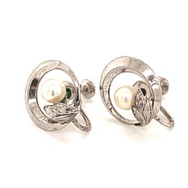Mikimoto Estate Akoya Pearl Earrings Sterling Silver