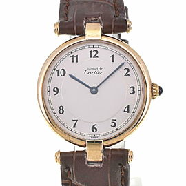 CARTIER Vermeille 590003 Silver925 (GP) Leather Quartz Watch LXGJHW-19