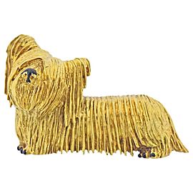 Tiffany & Co. Enamel Gold Westie Dog Brooch Pin