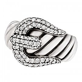 David Yurman Buckle Ring In Sterling Silver With Diamonds