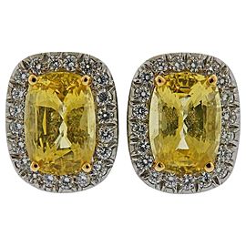 Oscar Heyman 15 Carat Yellow Sapphire Diamond Platinum Earrings