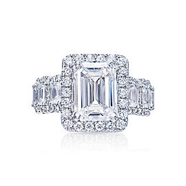Mylah 7 Carat E IF Emerald Cut Diamond Engagement Ring in 18k White Gold