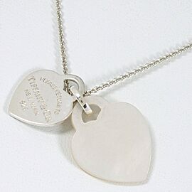 TIFFANY & Co 925 Silver Double heart Necklace LXNK-390