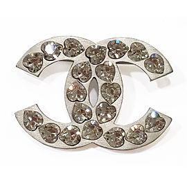 Chanel CC Silver & Rhinestone Brooch