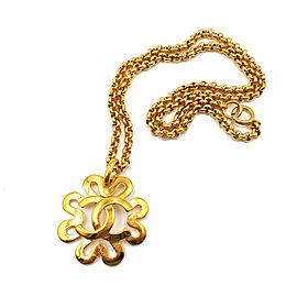 Chanel Gold Plated Flower Shape Chain Necklace