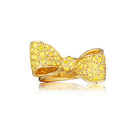 18K Gold Small Bow Gemstone Ring