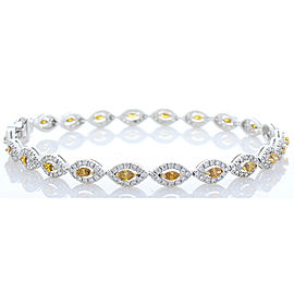 3.50 Carat Total Fancy Yellowish Brown Marquise Diamond Bracelet in White Gold
