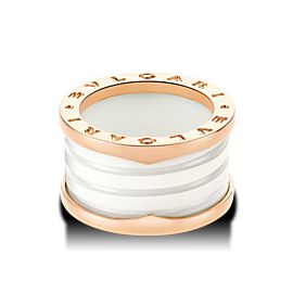 Bulgari B. Zero 1 18K Rose Gold & White Ceramic 4 Band Ring Size: 6