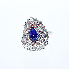 Heritage Gem Studio 1.21 Carat Pear Shape Blue Sapphire and Diamond Cocktail Ring in Platinum