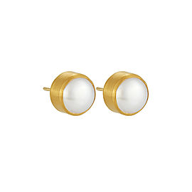 Yossi Harari Jewelry Roxanne 24k Gold Large Cultured Pearl Stud Earrings