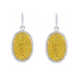 Heritage Gem Studio GIA Certified 3.04 Carat Total Fancy Intense Yellow Diamond Two-Tone Earrings