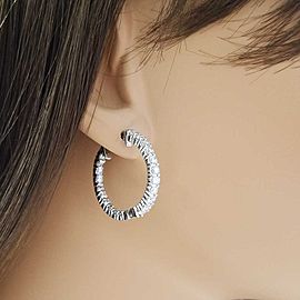 Earring 14KW, Dia 3.00CTW BR IN & OUT HOOPS 42STN