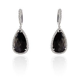 Heritage Gem Studio 9.61 Carat Total Pear Shape Black Diamond Dangle Earrings in 18 Karat Gold
