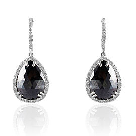Heritage Gem Studio 10.89 Carat Total Pear Shape Black Diamond Dangle Earrings in 14 Karat Gold