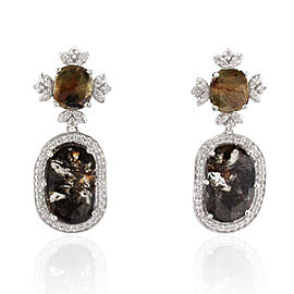 Heritage Gem Studio 5.28 Carat Total Faceted Fancy Sliced Brown Diamond Earrings in 18 Karat Gold
