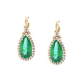PGS Certified Pear Shaped Colombian Emerald Earrings in 18 Karat White Gold