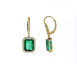 Heritage Gem Studio GiA Certified 8.55 Carat Total Emerald Cut Emerald & Diamond Earrings In 18K