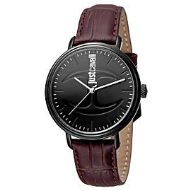 Just Cavalli Men's CFC Black Dial Calfskin Leather Watch
