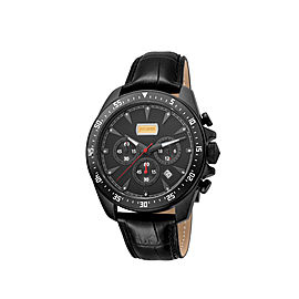 Just Cavalli Men's Sport Black Dial Calfskin Leather Watch