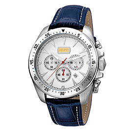 Just Cavalli Mens white dial blue leather band