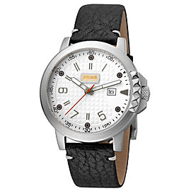 Just Cavalli Men's Rock White Dial Calfskin Leather Watch