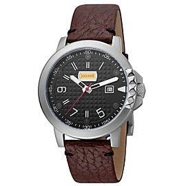 Just Cavalli Men's Rock Black Dial Calfskin Leather Watch