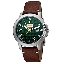 Just Cavalli Men's Rock Green Dial Calfskin Leather Watch