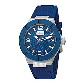 Just Cavalli Men's Rock Blue Dial Rubber Watch