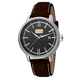 Just Cavalli Men's Relaxed Patch Black Dial Calfskin Leather Watch