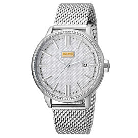 Just Cavalli Men's Relaxed Patch Silver Dial Stainless Steel Watch