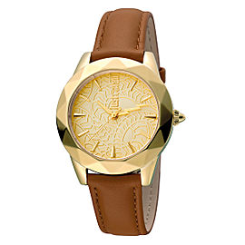 Just Cavalli Women's Rock Sangallo Gold Dial Calfskin Leather Watch