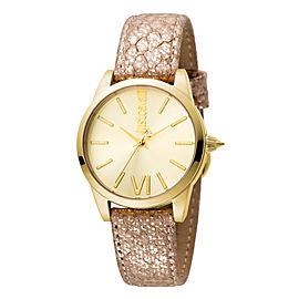 Just Cavalli Women's Relaxed Velvet Gold Dial .Calfskin Leather Watch