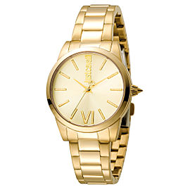 Just Cavalli Women's Relaxed Velvet Gold Dial Stainless Steel Watch