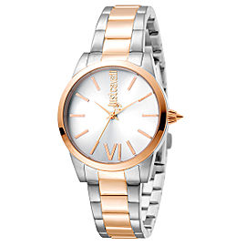 Just Cavalli Women's Relaxed Velvet Silver Dial Stainless Steel Watch