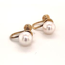 Mikimoto Estate Akoya Pearl Earrings 14k Gold 8 mm 3.7 Grams M206