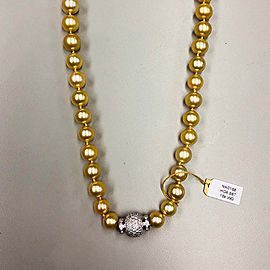 Graduated South Sea Golden Pearls and Diamond Necklace in 18 Karat White Gold